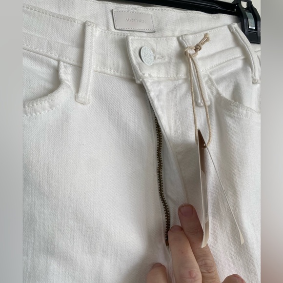 MOTHER The Hustler Ankle Fray In Fairest Of Them All White High Rise Jeans 24 - Picture 6 of 15